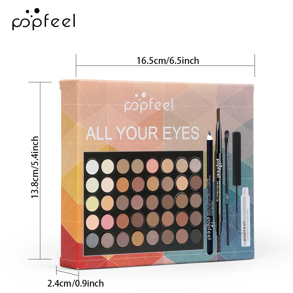 Conjunto de maquiagem Popfeel-Eye para mulheres, paleta de sombras, delineador, rímel, lápis de sobrancelha, maquiagem Tool Box, presentes - Imagem 3