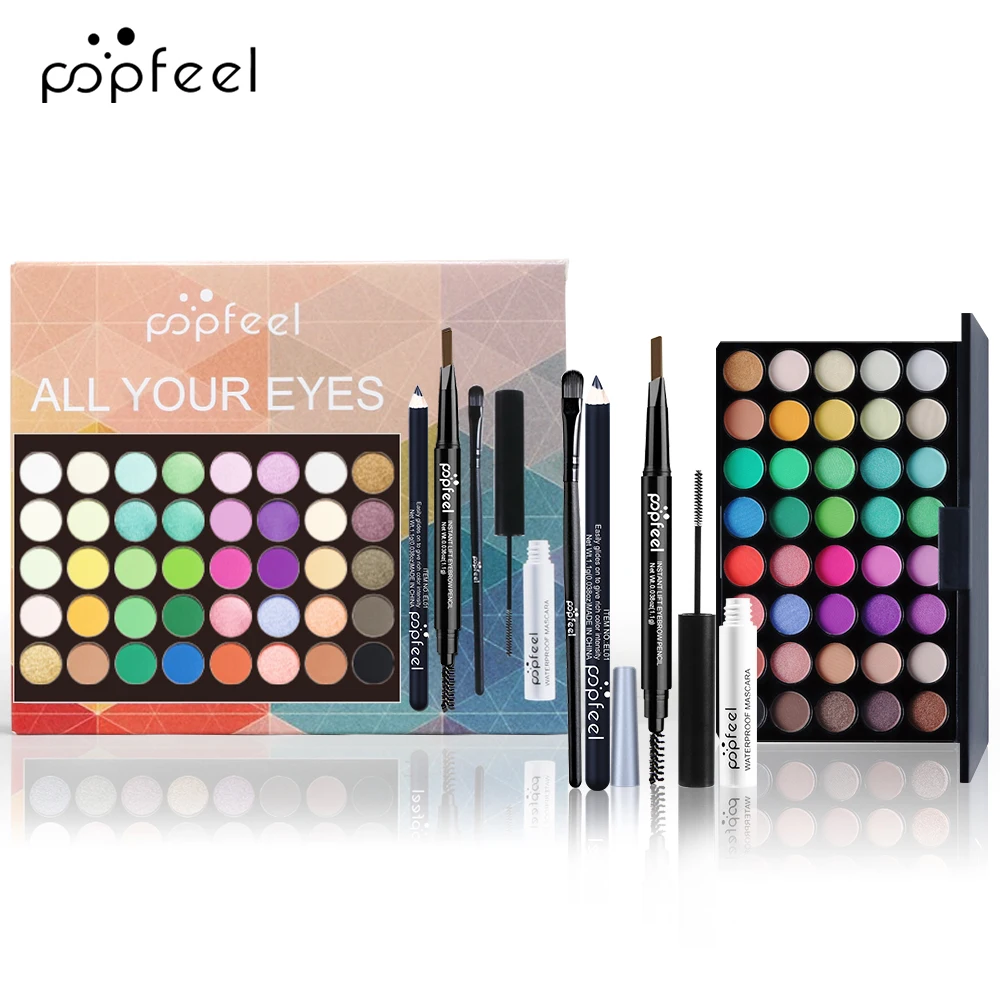 Conjunto de maquiagem Popfeel-Eye para mulheres, paleta de sombras, delineador, rímel, lápis de sobrancelha, maquiagem Tool Box, presentes - Imagem 2