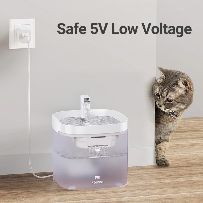 Rojeeco inteligente gato fonte de água dispensador automático de água para animais de estimação para gatos cão potável purificador fonte com filtros recircular - Imagem 5