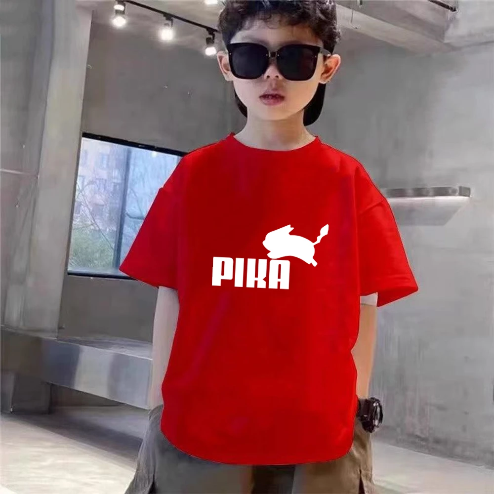Conjunto de camiseta casual vermelha para meninos e meninas, estampa de coelho, roupas da moda para crianças adolescentes, tops de manga curta, shorts, 2 peças - Imagem 3