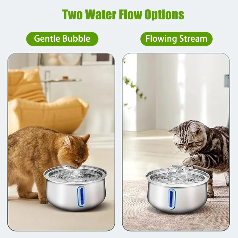 Fonte de água para gatos, 4l, redonda, aço inoxidável, automática, saída dupla, bebedor para gatos, adequado para dois cães de estimação - Imagem 3