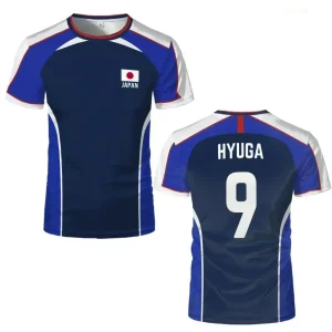 Anime capitão tsubasa bandeira japonesa jerseys respirável camiseta esportiva de secagem rápida para homens e mulheres podem ser personalizados presentes