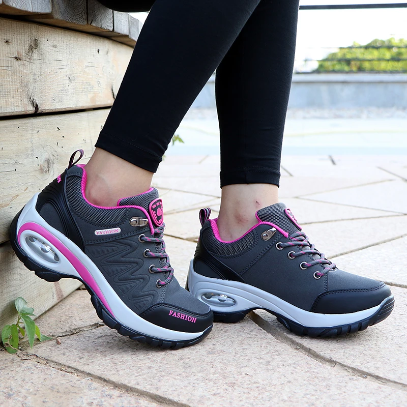 Senhoras tênis confortáveis sapatos de plataforma respirável moda rendas até sapatos casuais femininos para mulheres botas curtas ao ar livre - Imagem 3