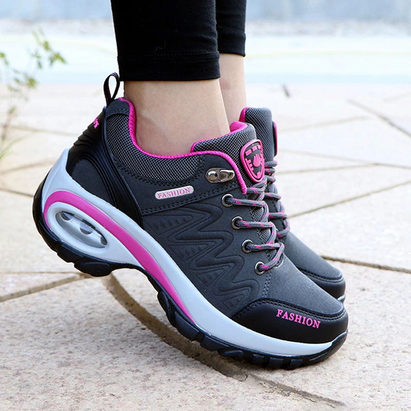 Senhoras tênis confortáveis sapatos de plataforma respirável moda rendas até sapatos casuais femininos para mulheres botas curtas ao ar livre - Imagem 4