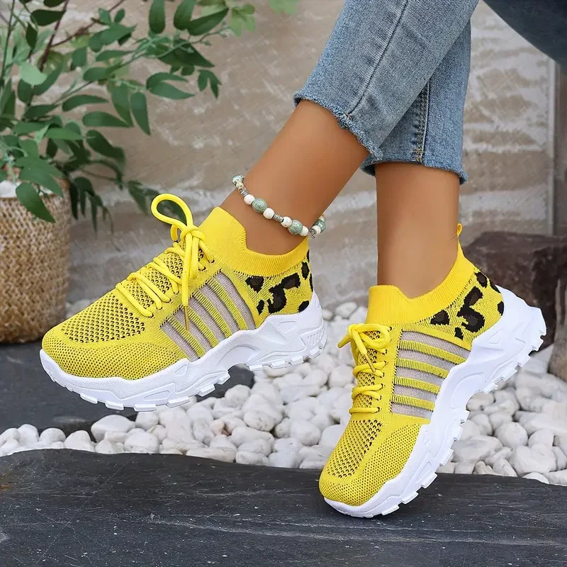 Mulher sapatos tênis com estampa de leopardo leve e respirável tênis casuais femininos venda sapatos com frete grátis - Imagem 6