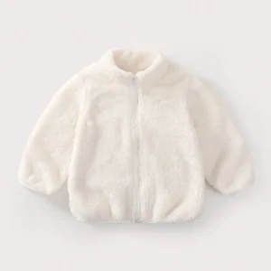 Cor sólida moda crianças casaco de pelúcia outono inverno quente bebê menina menino jaqueta casual casaco crianças roupas da criança outerwear