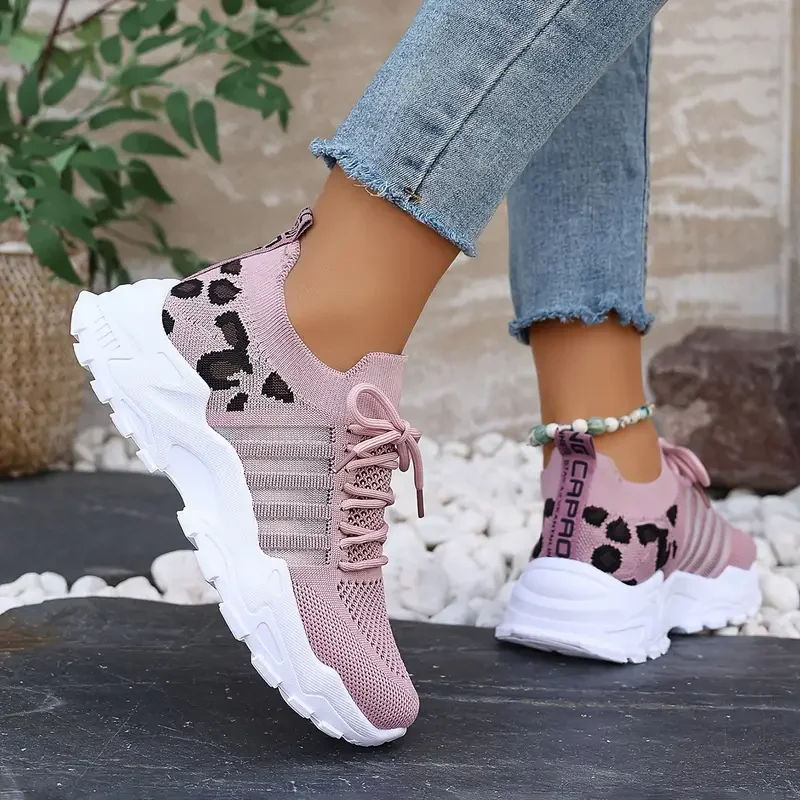 Mulher sapatos tênis com estampa de leopardo leve e respirável tênis casuais femininos venda sapatos com frete grátis - Imagem 5