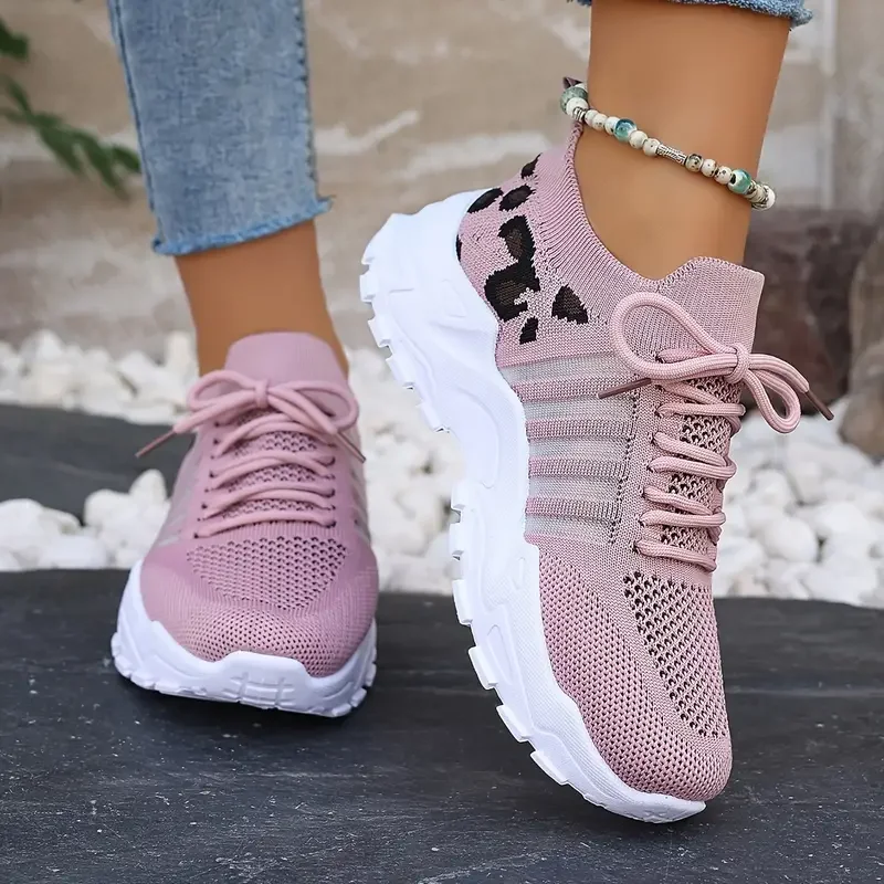 Mulher sapatos tênis com estampa de leopardo leve e respirável tênis casuais femininos venda sapatos com frete grátis - Imagem 4